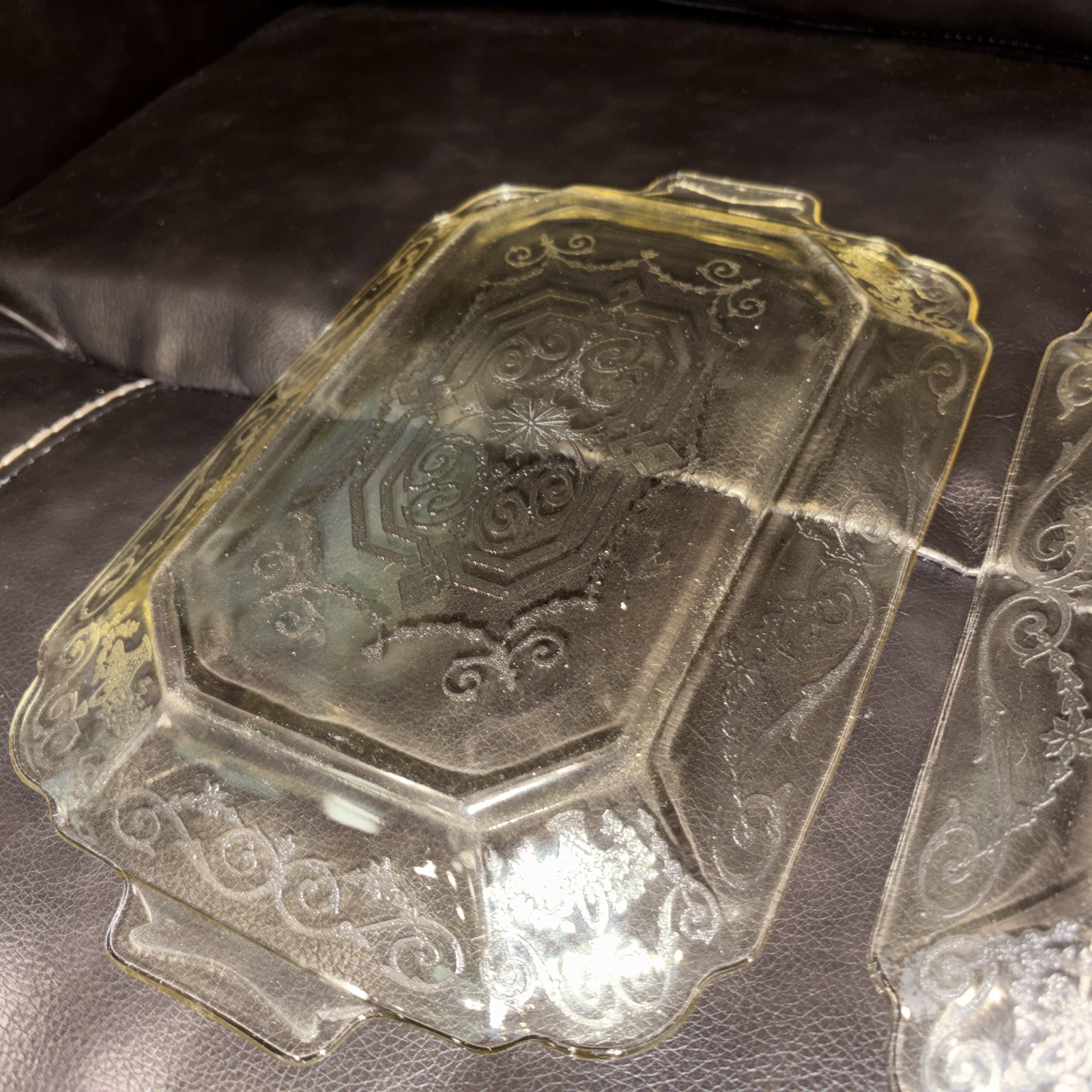 VtgPlatter Yellow Lorain Basket Indiana Glass 1929-32 Depression Glass 11.5×7.25