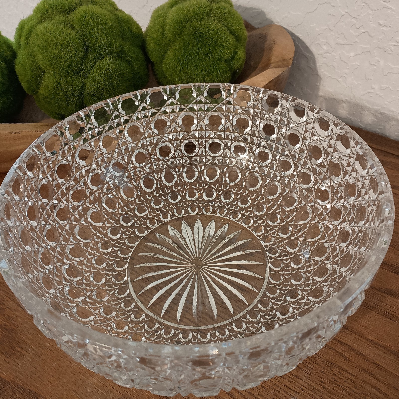 Federal Glass Windsor Clear 9 ¼” Serving Bowl Button And Cane Design Vintage