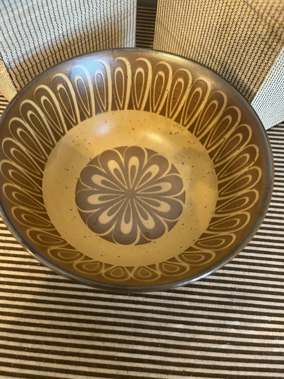 Yokohama Vintage hand painted Gorgeous Bowl Golden & Brown Swirl Pattern