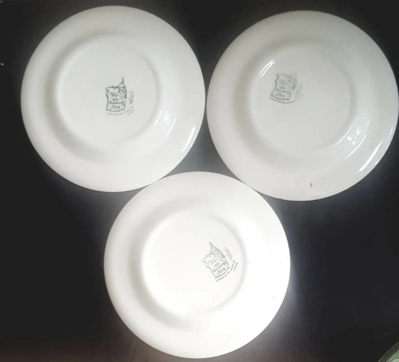 Set Of 9 The Old Curiosity Shop Green Transferware 10” Dinner Plates NOS