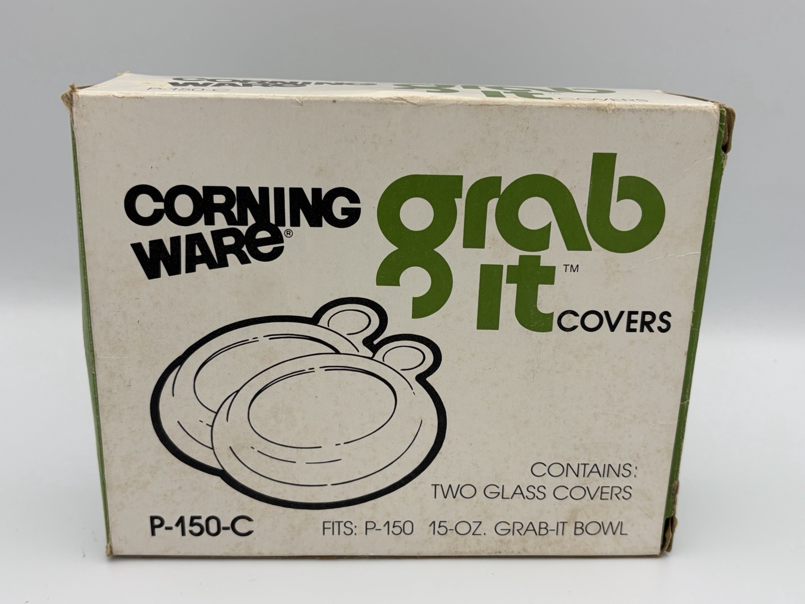 Corning Ware P-150-C Grab It Clear Glass Replacement Lid Cover Set of 2 NOS