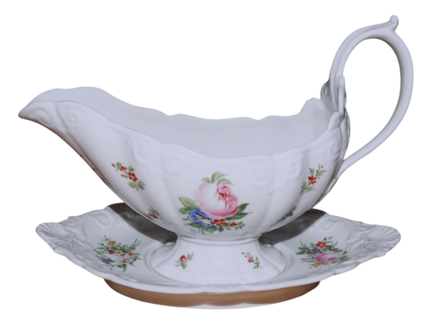 Royal Copenhagen, rare and large Rokoko gravy boat from 1800-1820