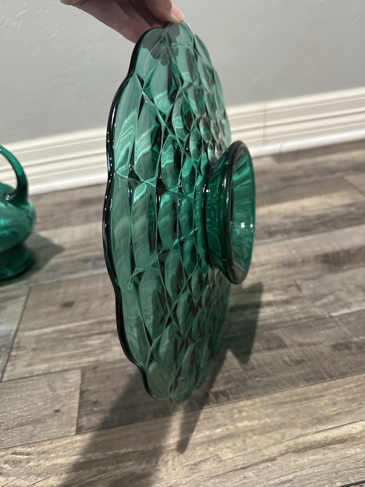 Indiana Glass Company Tiara Exclusives Spruce Green /Simply Teal – RARE 3pc set