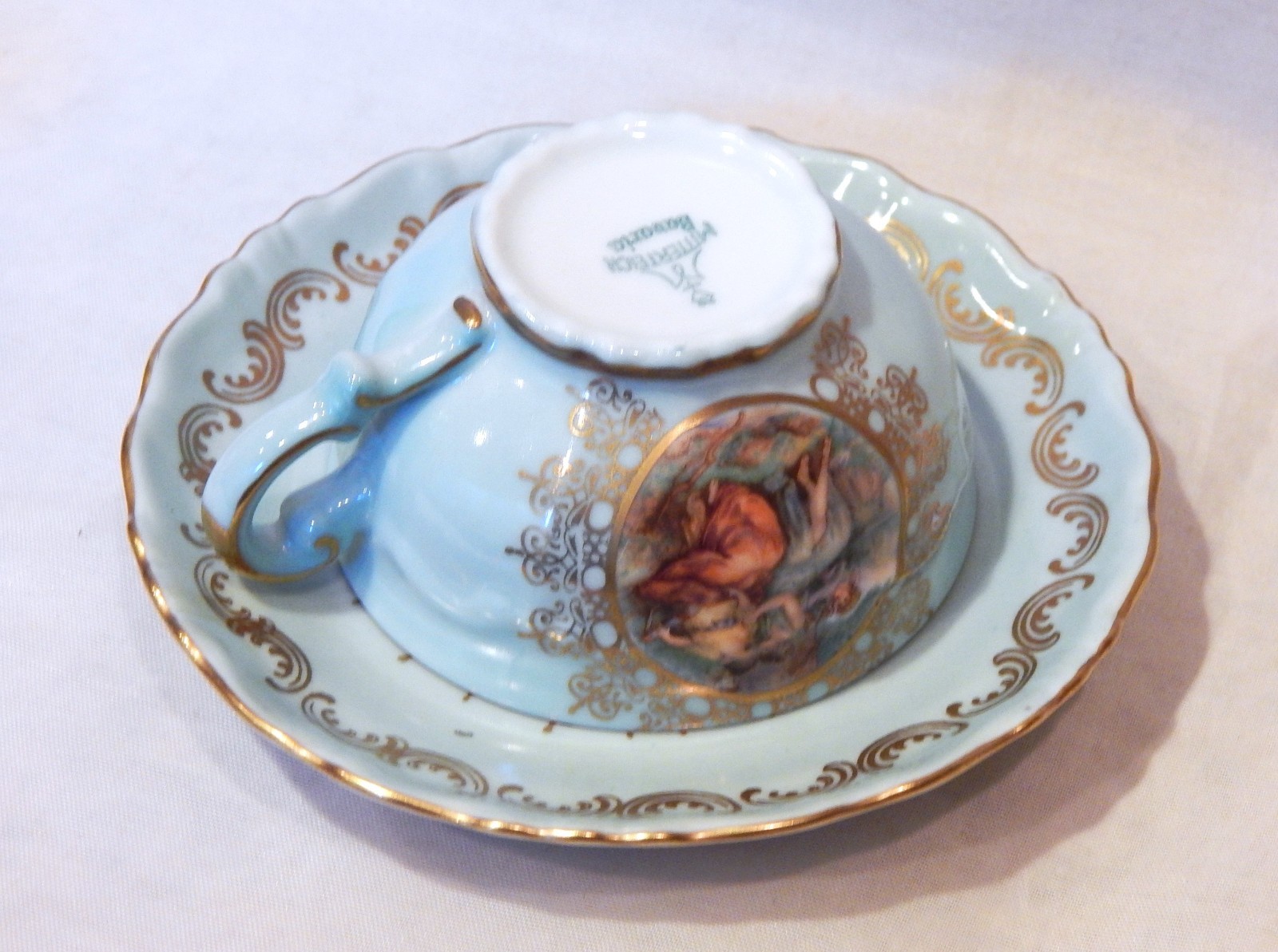 Mitterteich Bavaria Demitasse Cup and Saucer Set Romantic Scenes