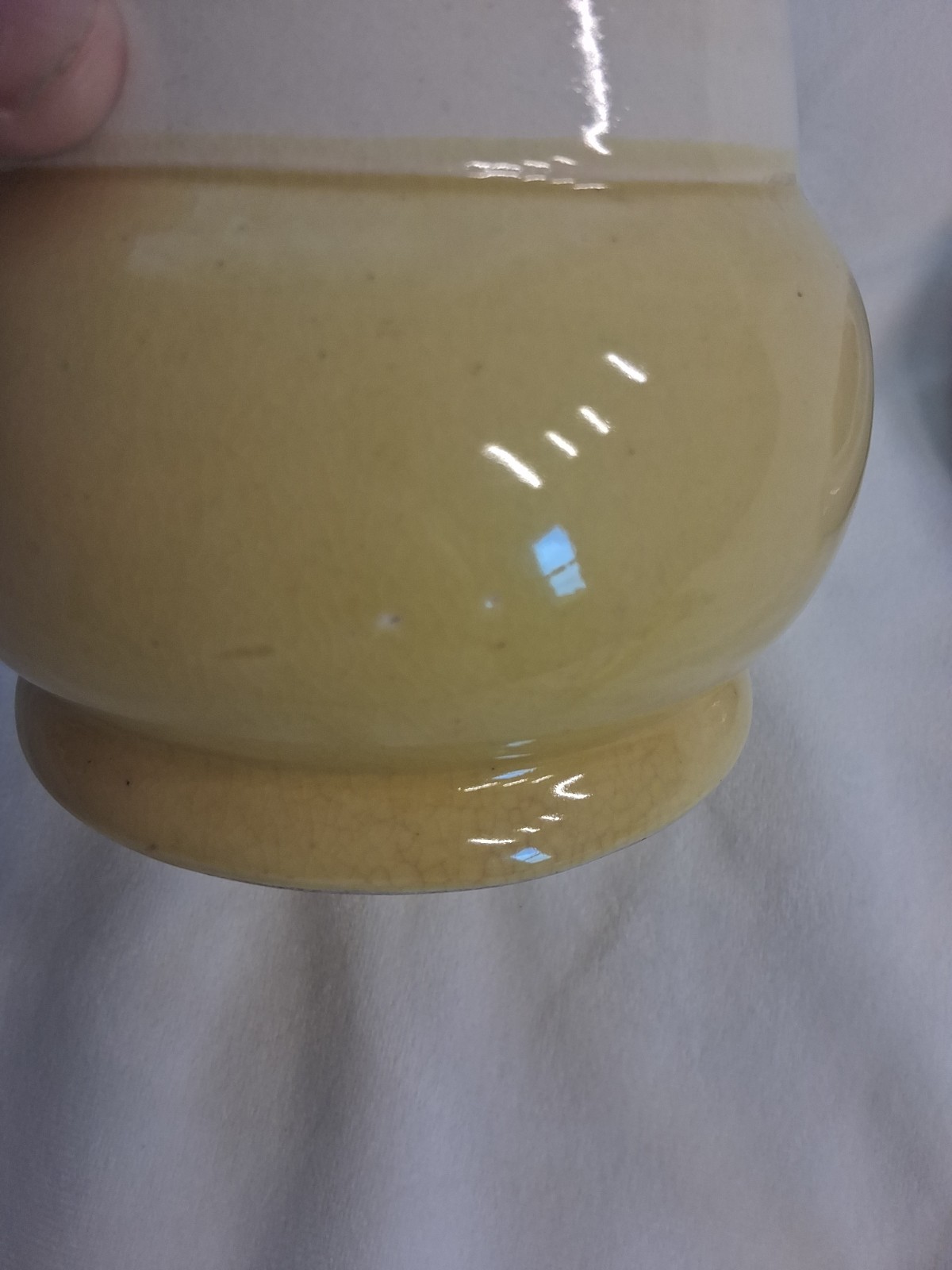 Chef Hat Kitchen Jar Canister Yellow & White 5in tall 5in wide 1950s