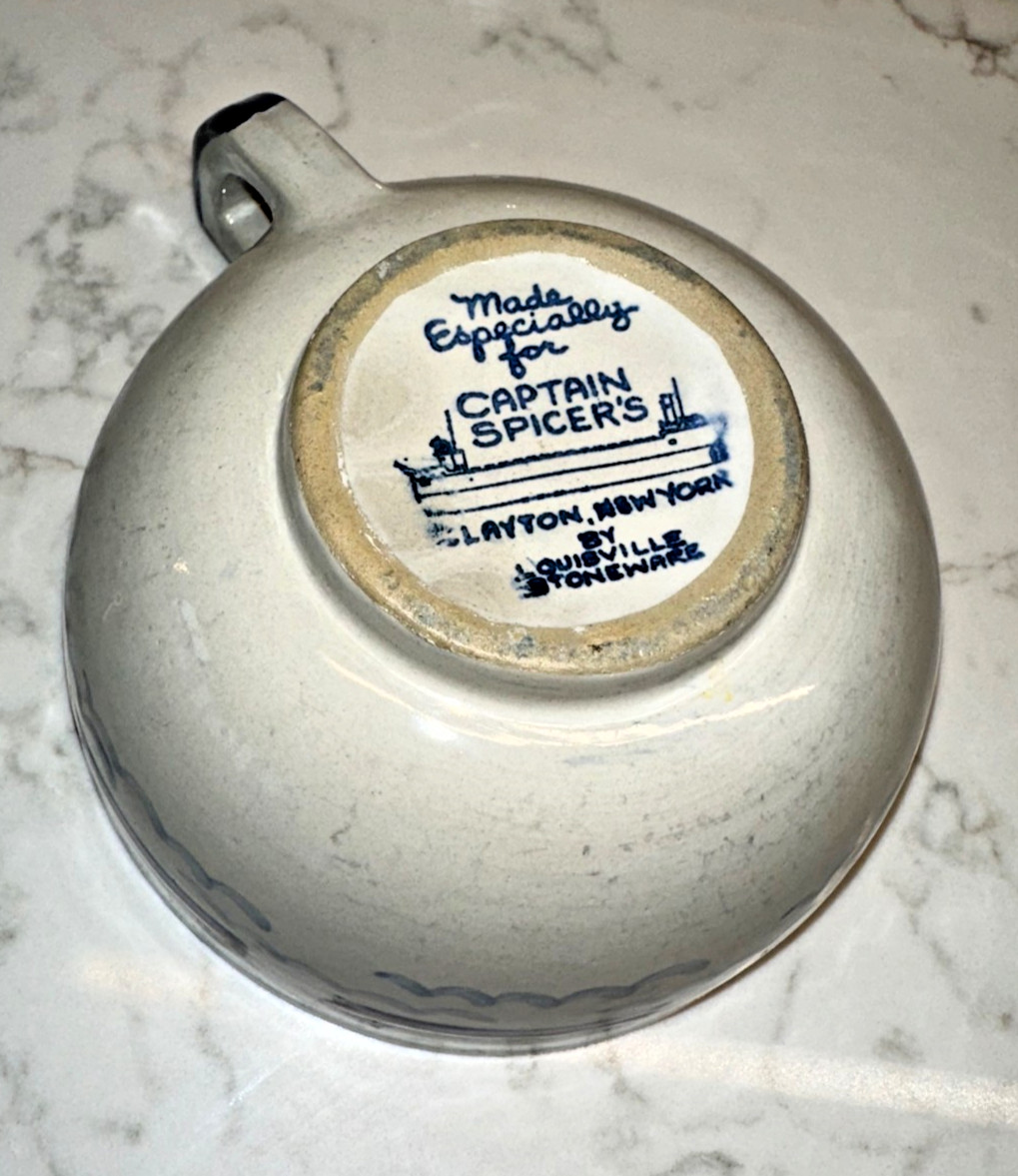 Louisville Pottery Captain Spicer’s Stoneware Jumbo Mug for Clayton New York cup