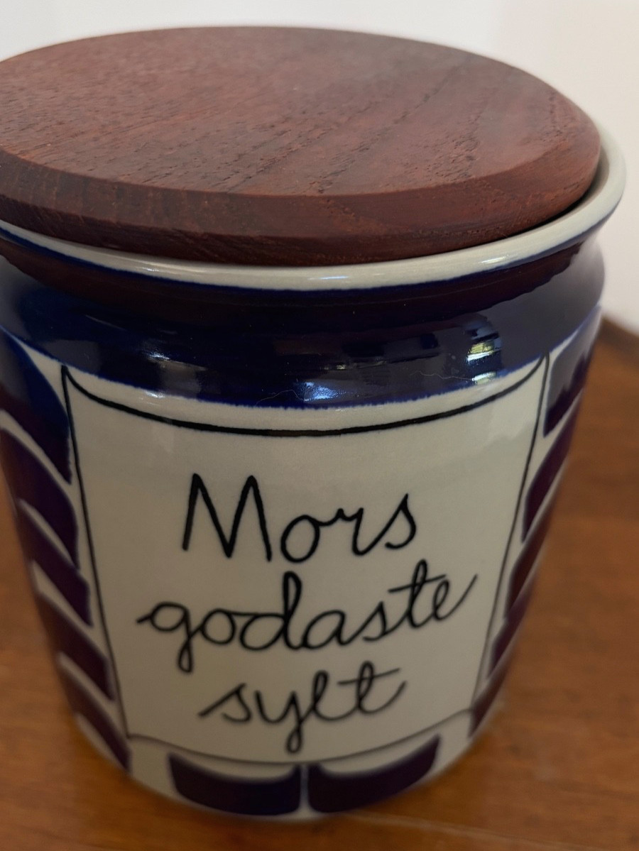 VTG Rörstrand Sweden Marianne Westman Jam Jar Mors Godaste Sylt Teak Lid Rare
