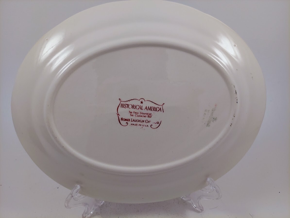 Homer Laughlin Historical America Oval Platter, The First Steamboat, 11 3/4 In.