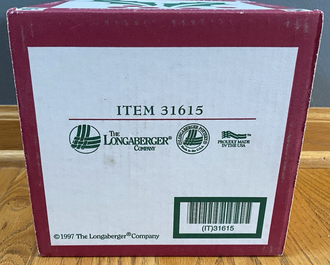 Longaberger Pottery Traditional Holly Christmas Teapot Tea Pot 31615 1997 New