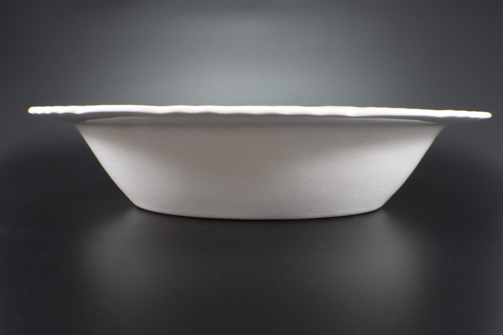 Pope Gosser Rose Point Oval VEGETABLE BOWL White with Raised Roses Vintage USA