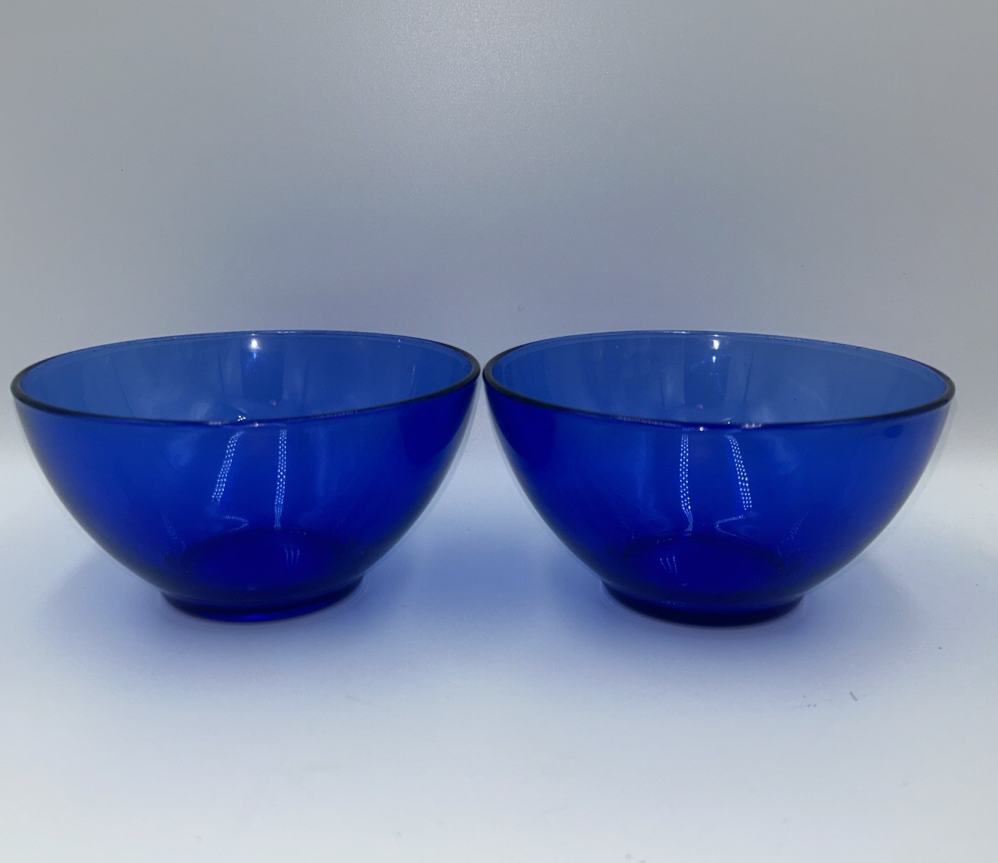 Arcoroc France Cobalt Blue Cereal/Dessert /Prep Bowls 5 1/4” Set Of 2 Glass
