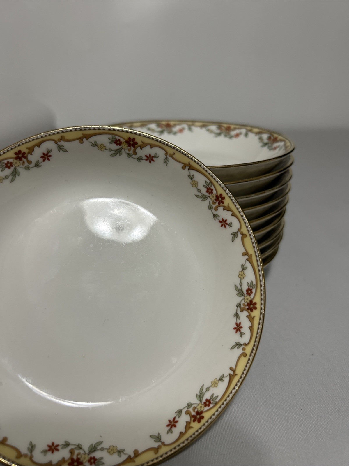 Vtg Limoges Vignaud 5 In Floral Edges France Plates 1 In H Set Of 10