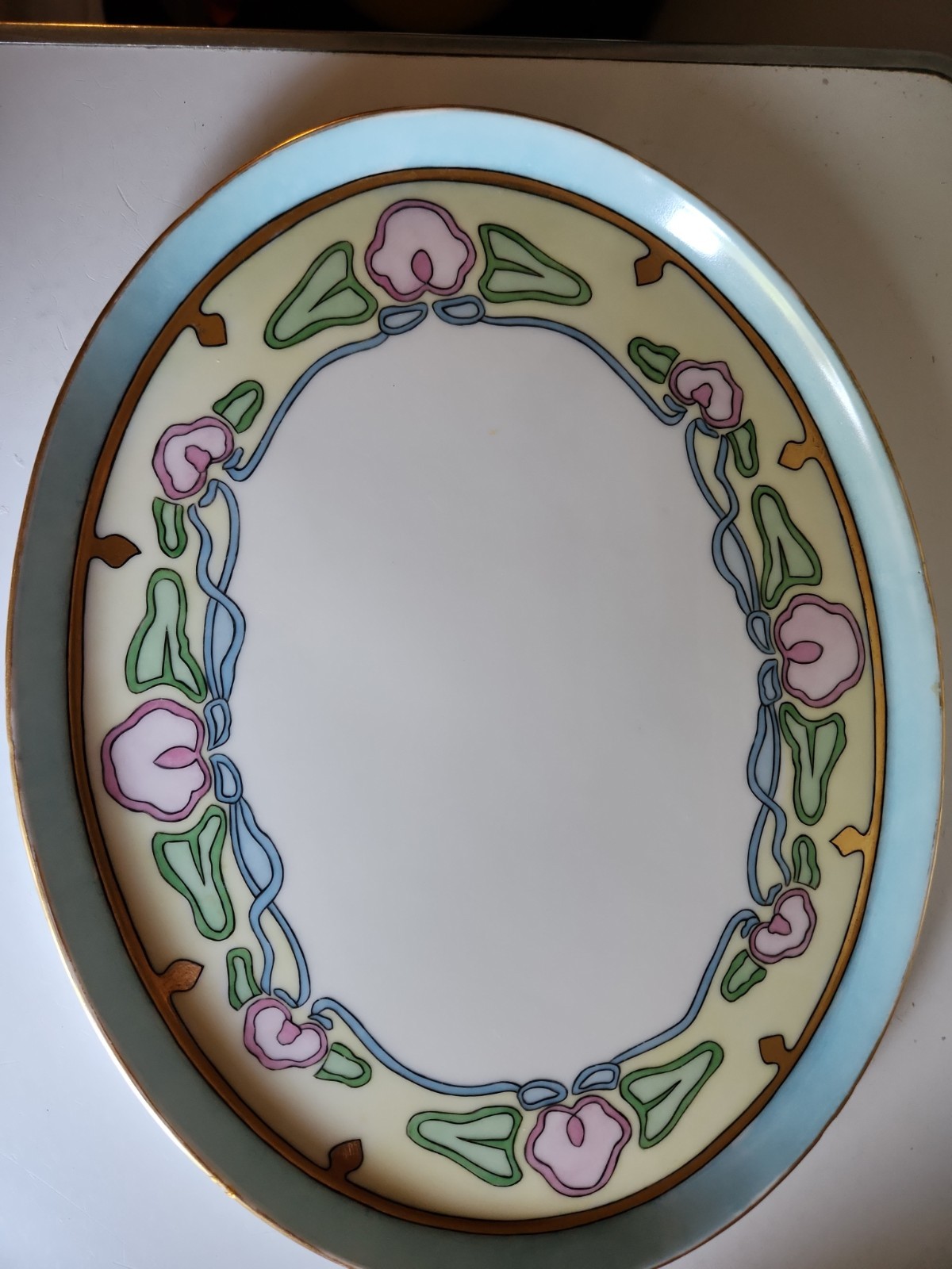 Art NOUVEAU 1930 Tressemanes & Vogt Limoges France H.P. Platter SIGNED L. LANCE