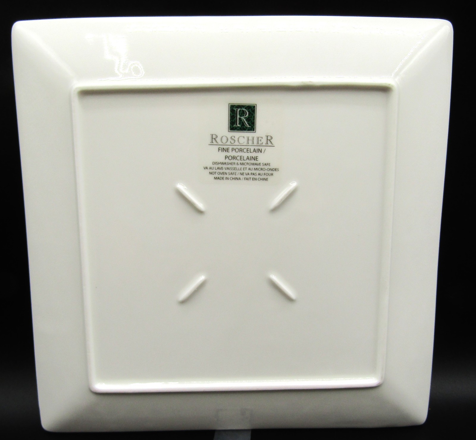 Set of 8 Roscher Basketweave Square Salad Plates 8″ Embossed White Porcelain