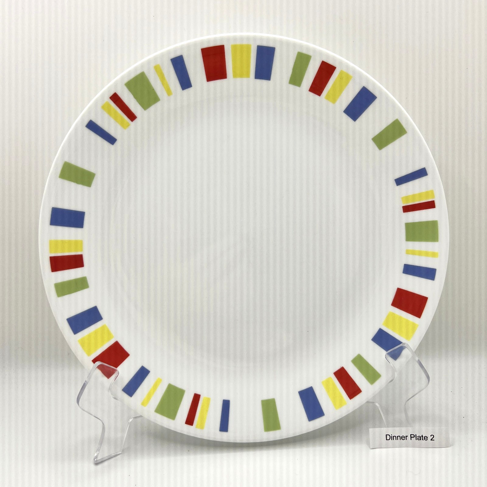 Corelle Memphis Dinner Plates Colorful Geometric Blocks 10.25” Set of 4