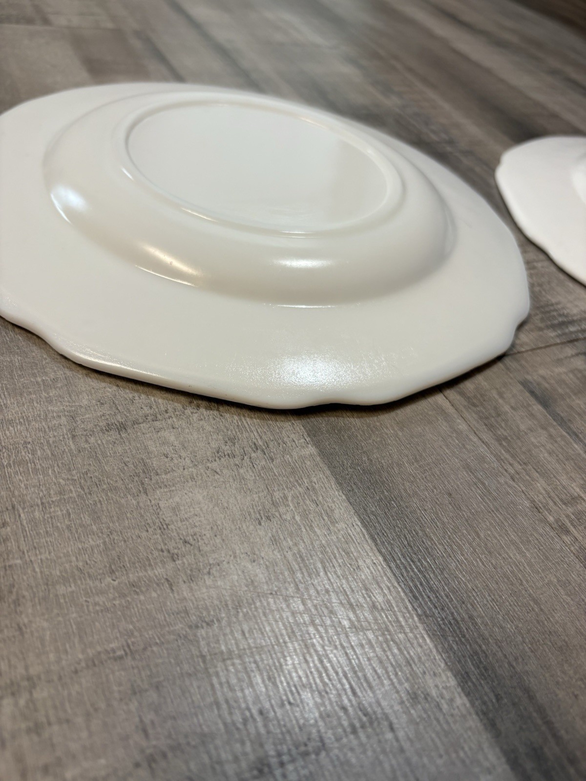 Set of 2 Indiana Glass Colony Harvest Milk Glass Dinner Plates Grape Vine