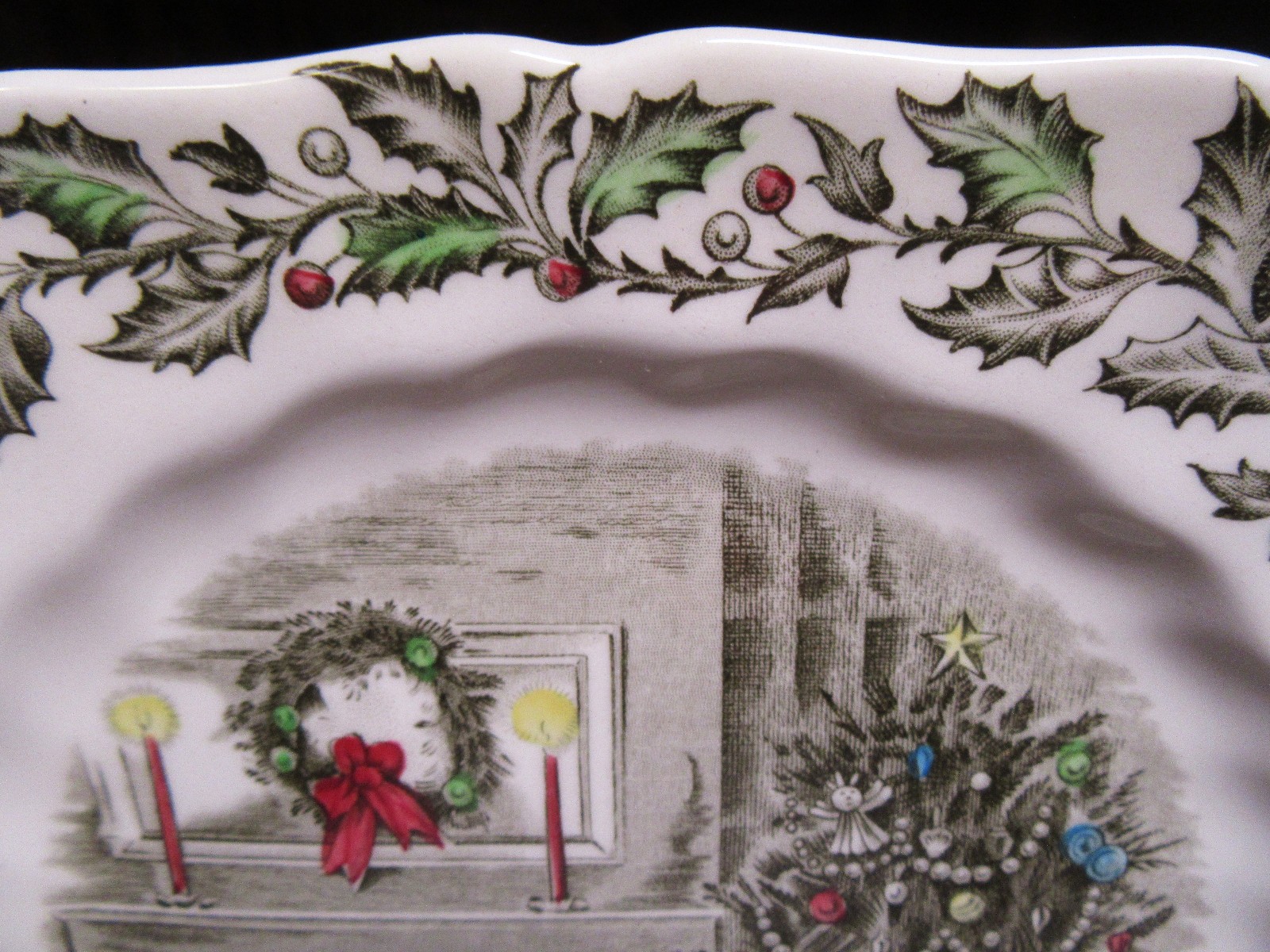 Vintage Johnson Bros Merry Christmas Ironstone Square Salad Plate 7.75”