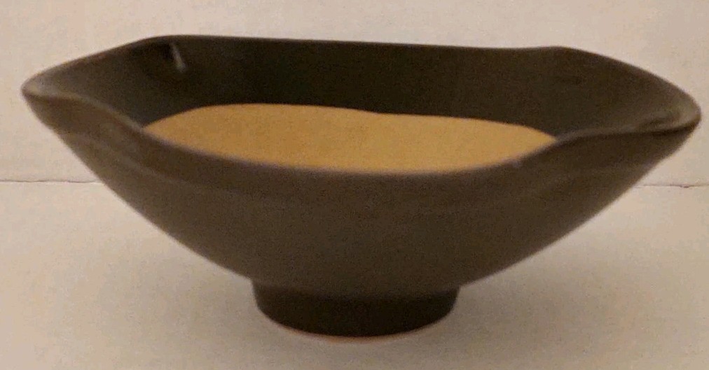 Vtg.MCM Freeform Chocolate & Butterscotch Brown Two Tone Pedestal Bowl-Read Des.