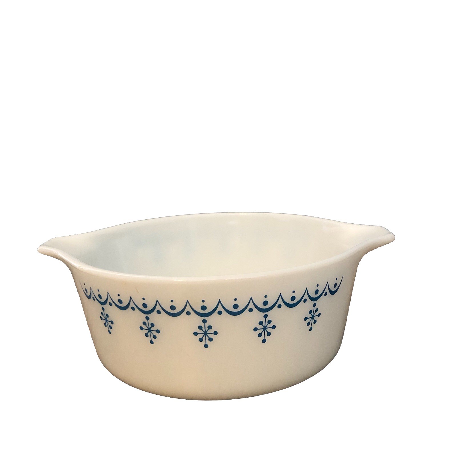 Vintage Pyrex 472 Blue Garland Snowflake 1 1/2 Pt Casserole No lid