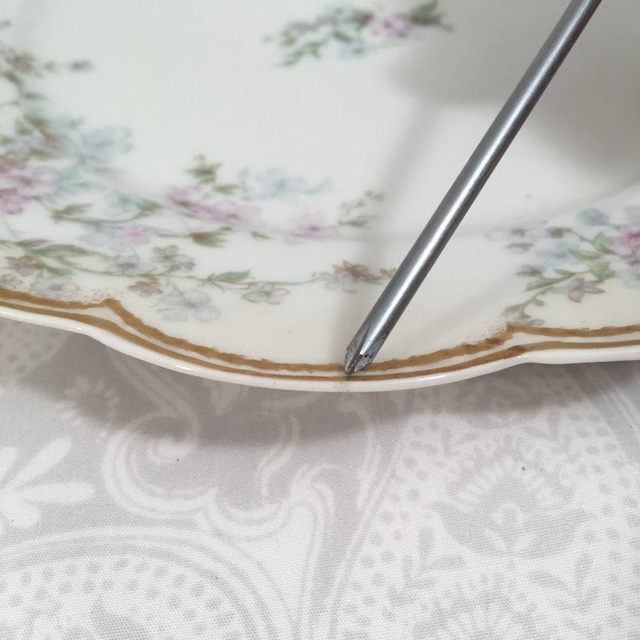 Vtg Set 6 Haviland Limoges Scalloped 8.25″ Floral Luncheon Plates Double Gold