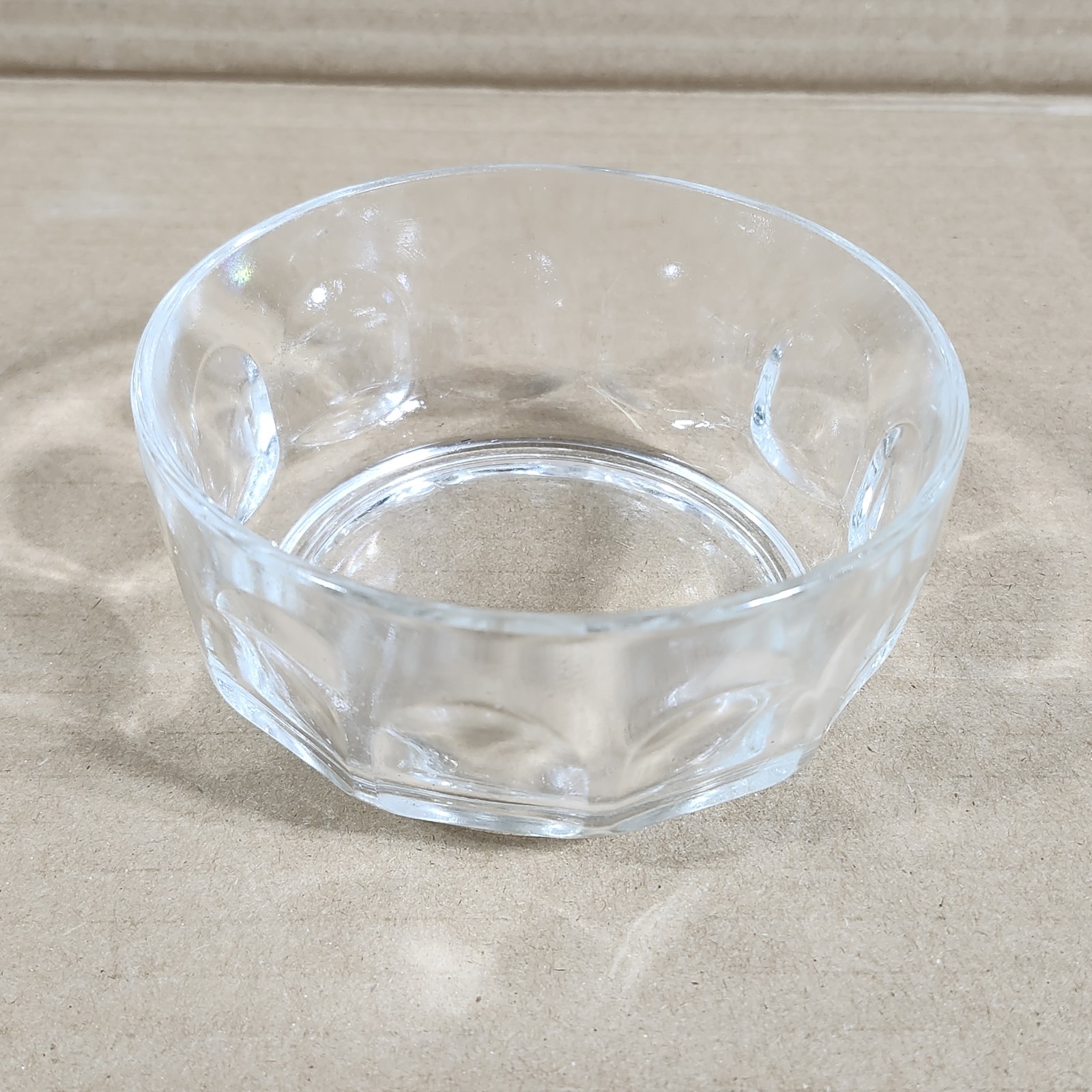 Vintage Arcoroc France Dimpled Thumbprint Glass Dessert Bowl 4.25″