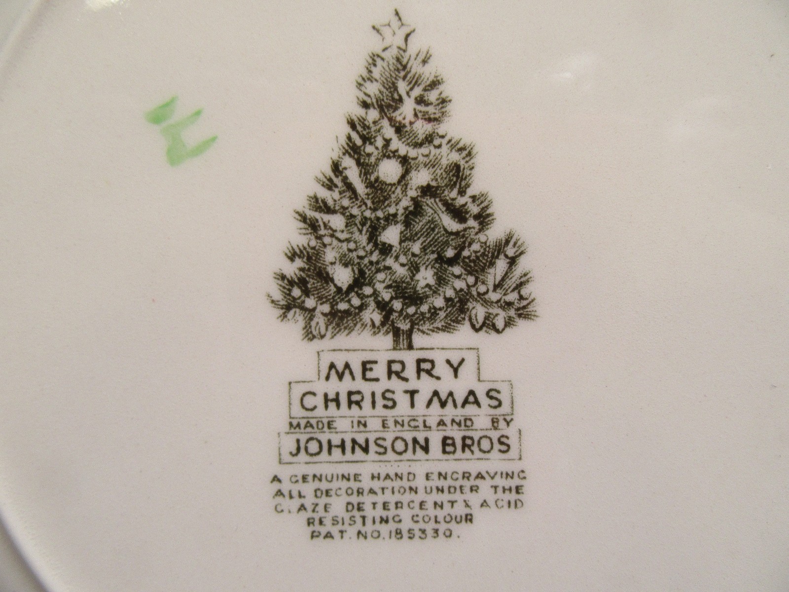 Vintage Johnson Bros Merry Christmas Ironstone Square Salad Plate 7.75”