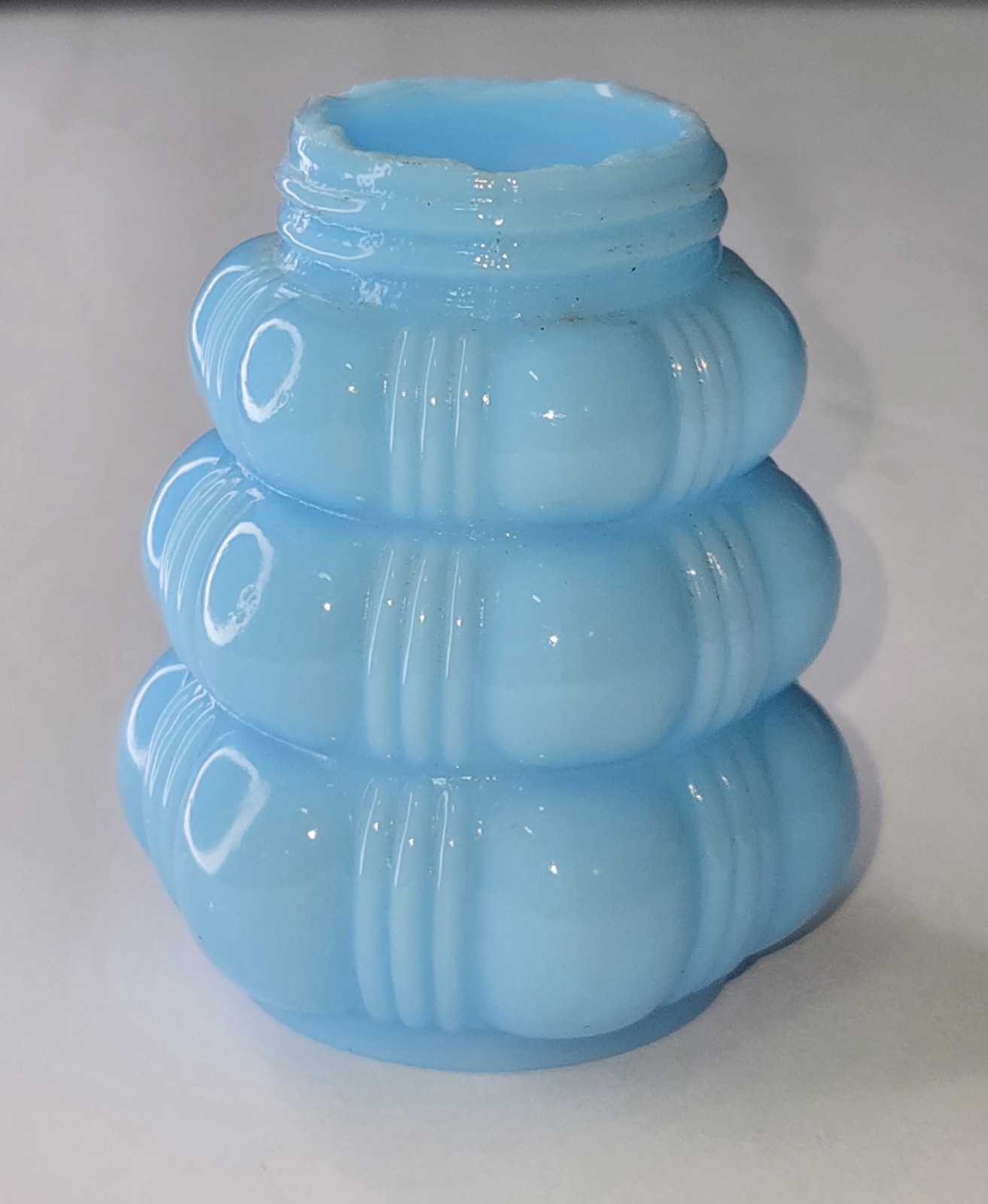 Victorian Era EAPG Dithridge Blue Creased Bale Salt Shaker 2 3/4″ Tall