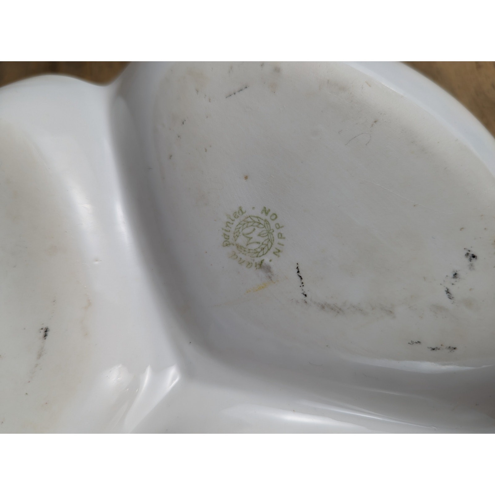 VTG Nippon Candy Dish Hand-Painted Floral Japan 1920-1950 Divided Gold Edge
