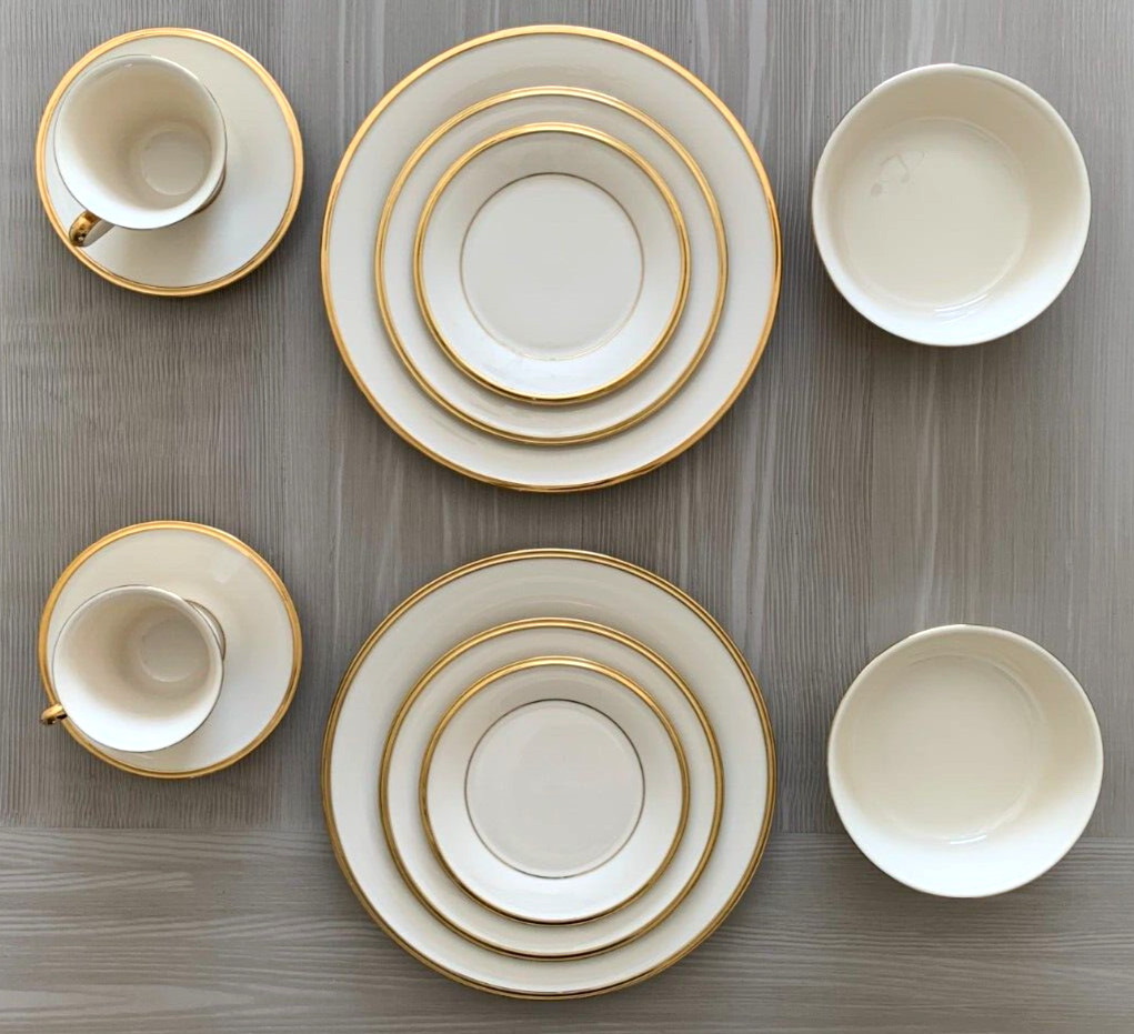 Lenox Eternal Dimension Collection Plates Bowls Cups 2 Place Settings, Set of 12