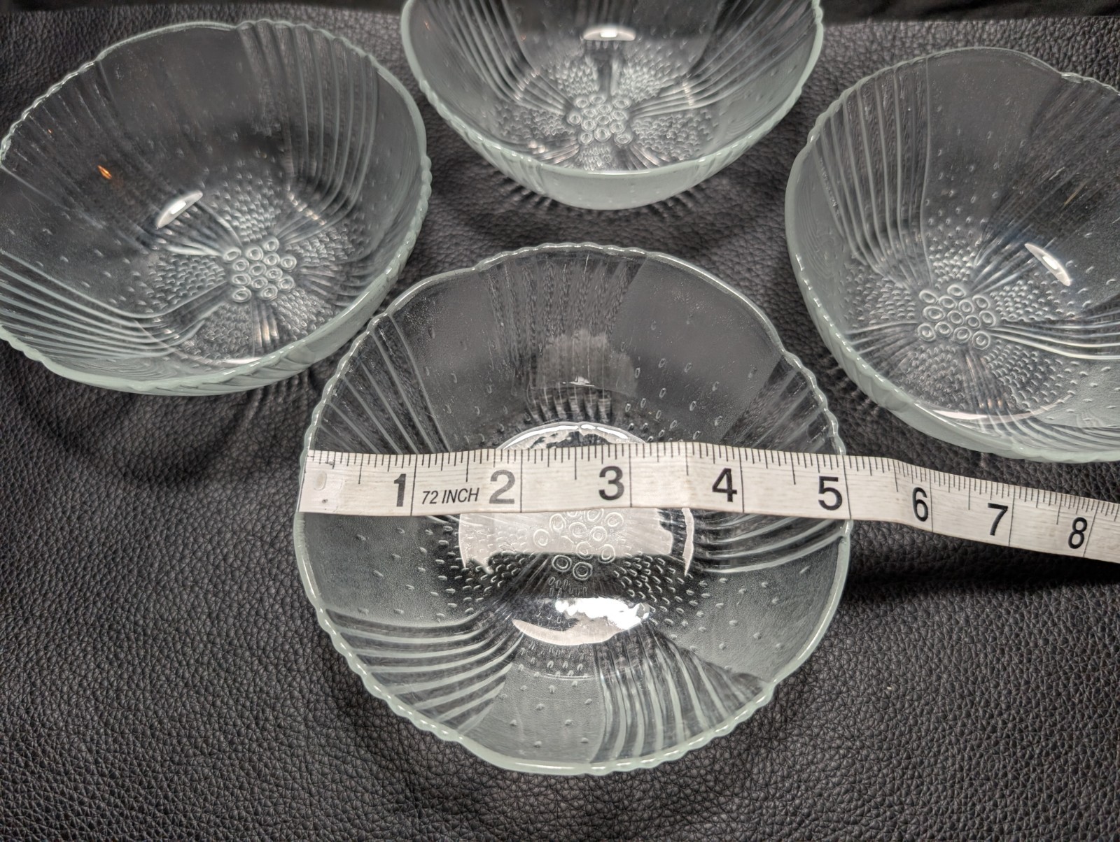 1970’s Set of 4 Libbey Harmony Glass Berry/Dessert Bowls Clear Glass Serving 5in