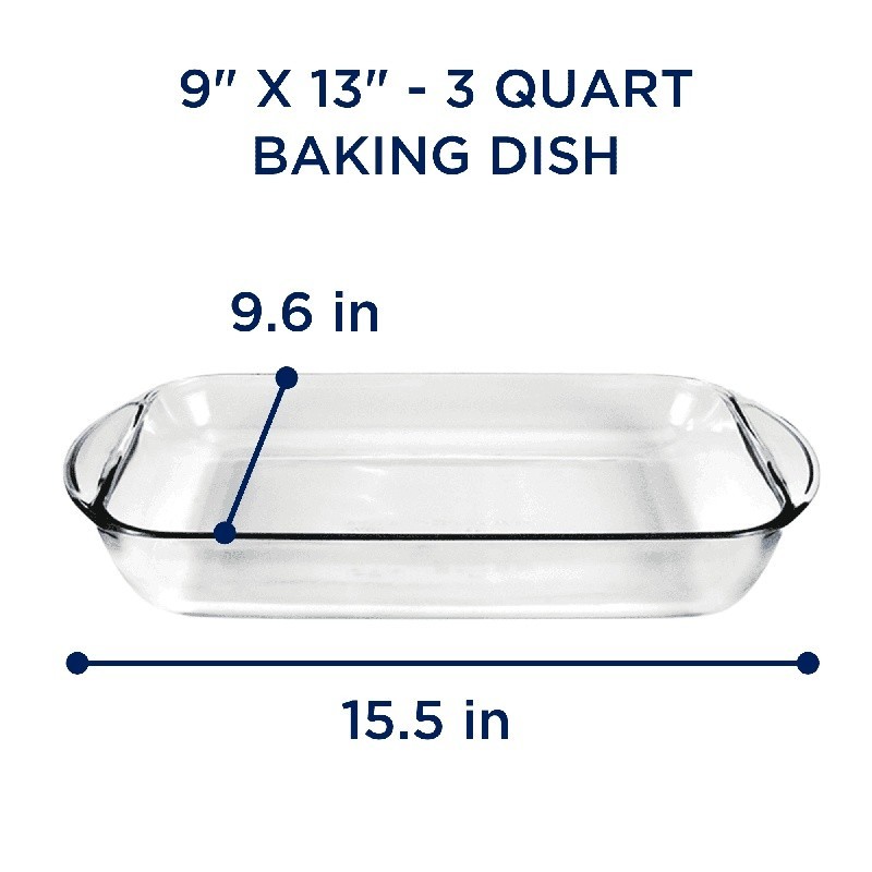 Durable Glass Baking Dish 3 Quart Oven Safe Microwave Casserole Cookware New
