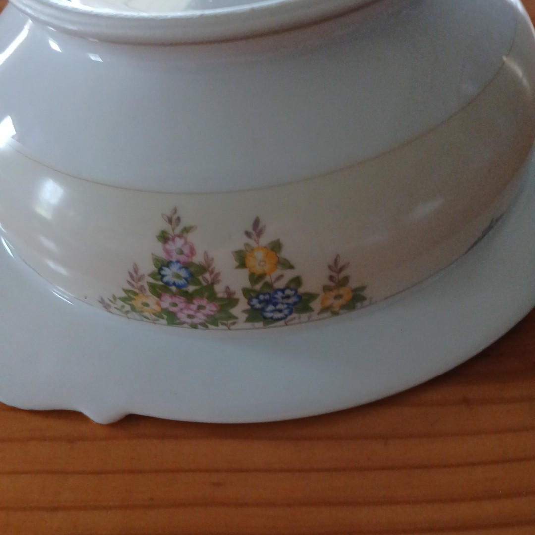 Vintage Covered Dish Made In Japan Mint Green Pink Blue Flowers No Chips Or Cra