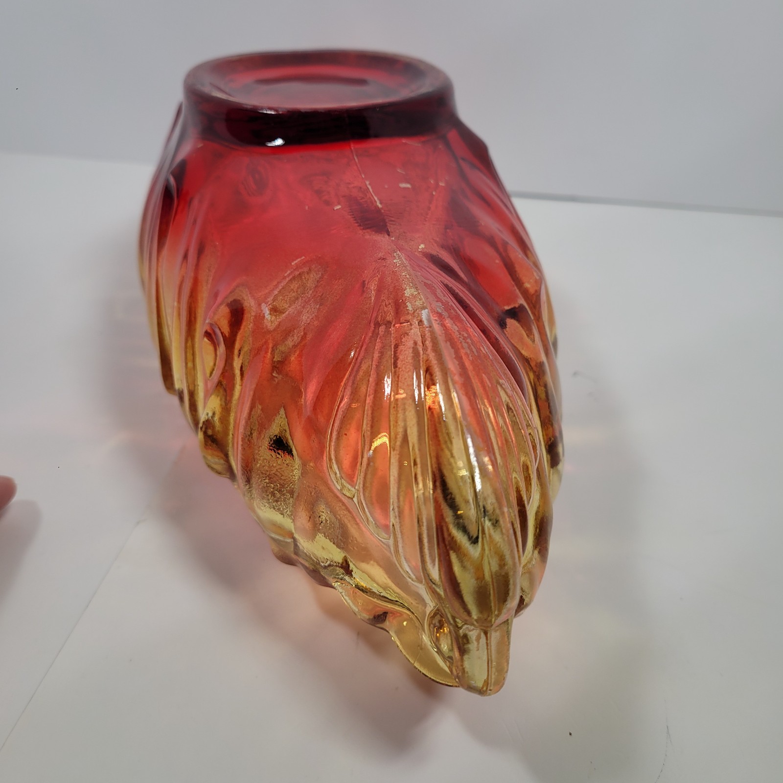 VTG Amberina Jeanette Glass Gondola Bowl 1950’s 1577S13