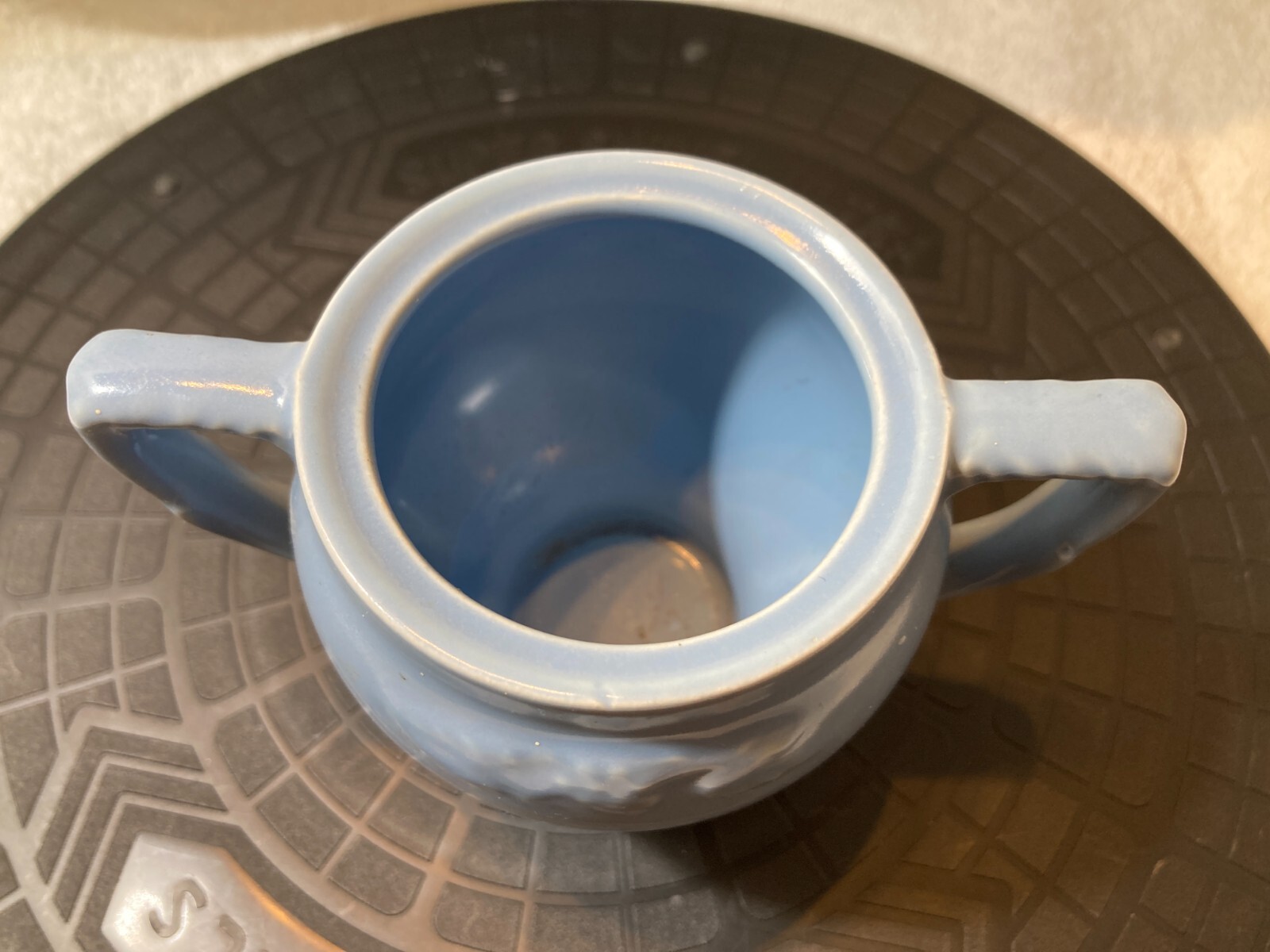 Del Coronado California Pottery Blue Hollydale Grape Sugar Bowl No Lid