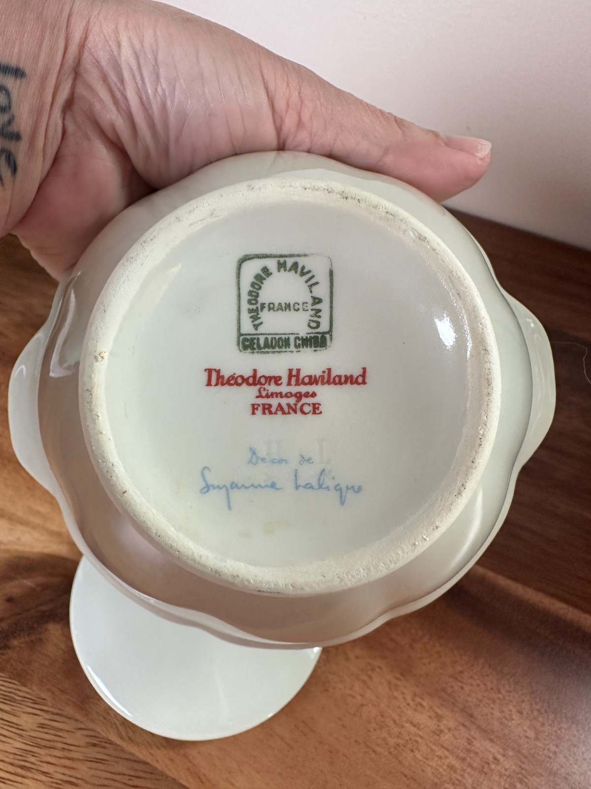 Antique Theodore Haviland Limoges Suzanne Lalique RARE Sugar Bowl Art Celadon