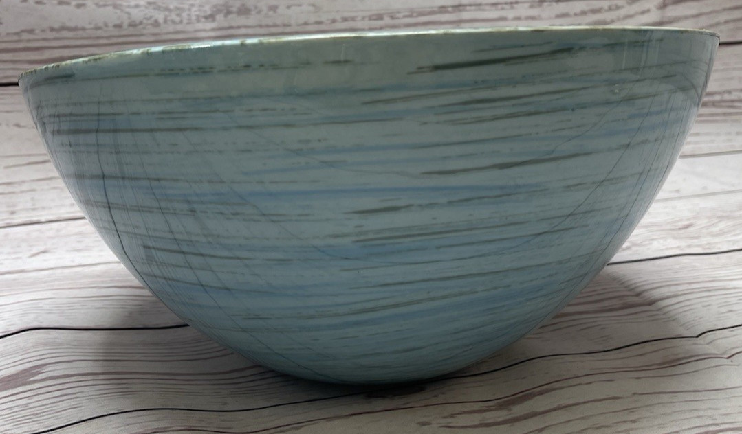 STUDIO NOVA SAMBA BLUE LARGE SALAD SERVING BOWL 10in RETIRED ASYMMETRICAL MODERN