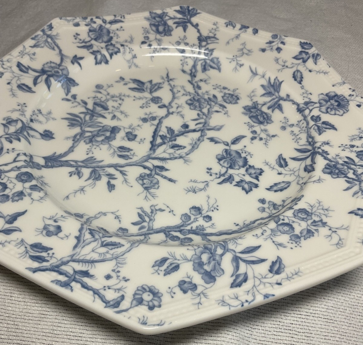 Grace Teaware Blue & White Floral 8″ Salad PLATE HEXAGON NWT