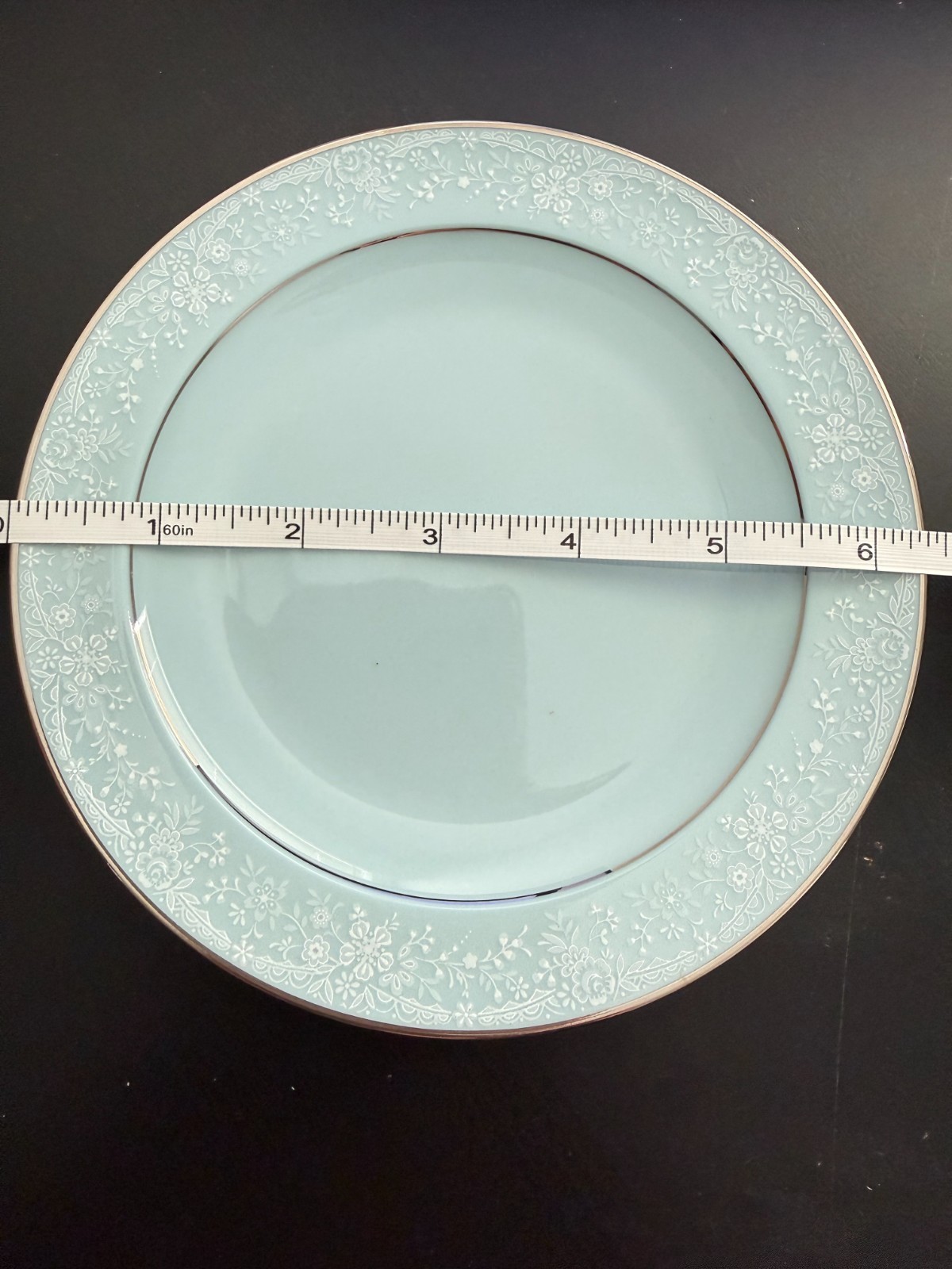Noritake Fidelity Bread Plate Blue White Flowers Platinum Trim 6 1/4 Inch