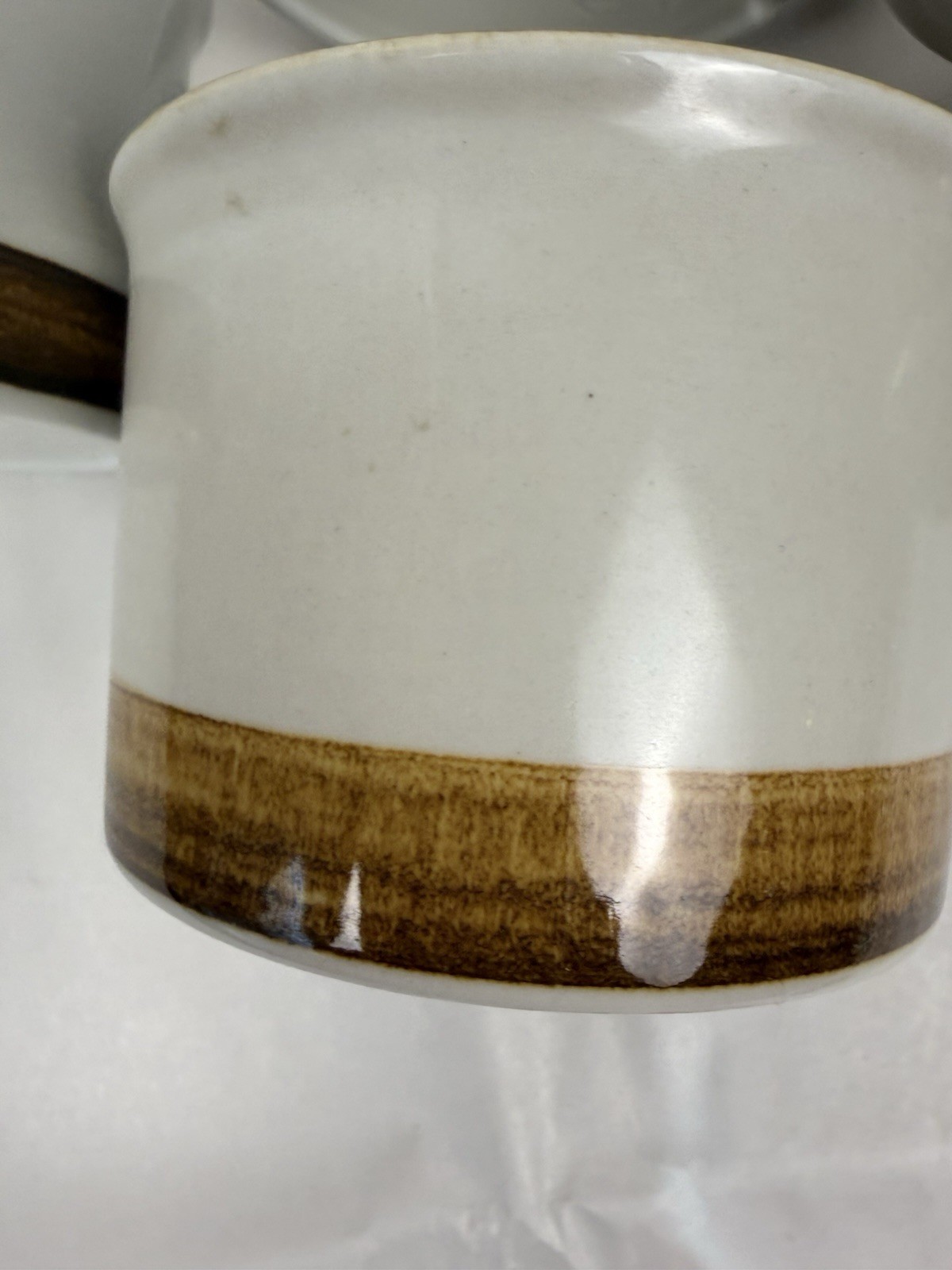Vintage Norway Stavangerflint Coffee Or Tea Cups MCM 3” Brown Trim Set Of 4