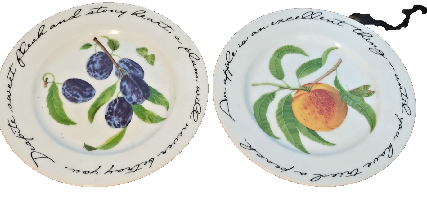 Williams-Sonoma Orchard Suite Salad Plate Peach/Plum 8″ George du Maurier/Delia