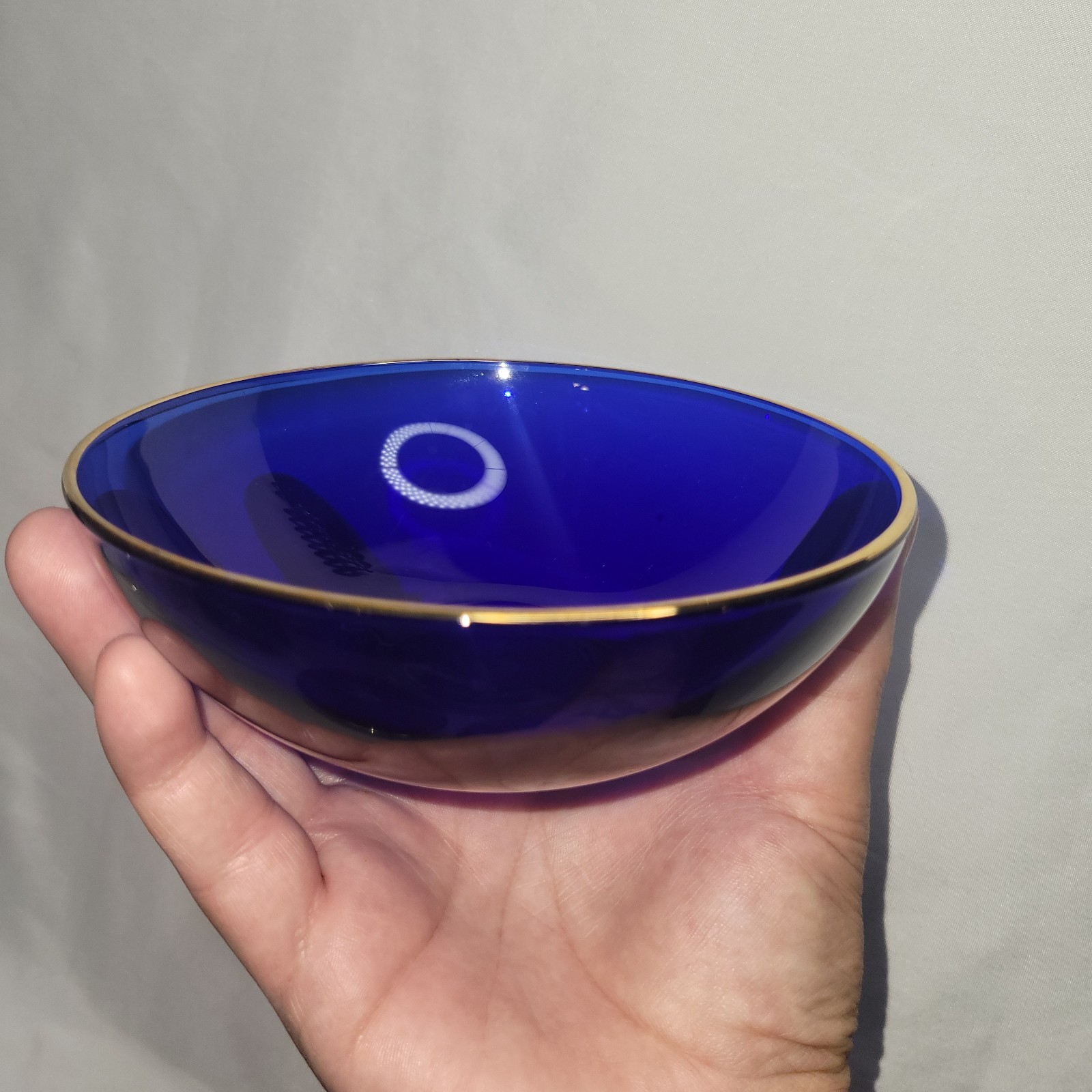 Medici Cobalt Blue mouth Blown Bowls Gold Rim 5.5″ 24k gold rim Lot of 5