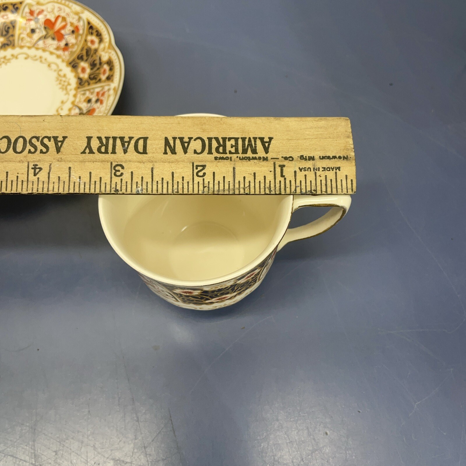 Rare Rutland Johnson Bros Demitasse Cup & Saucer Cobalt Blue Rust / Gold Floral
