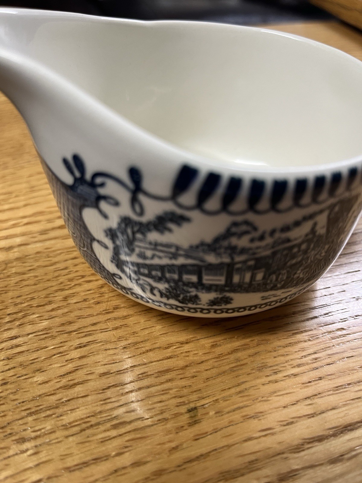 Currier Ives Royal China Blue & White Creamer and Sugar with Lid Set Excellent