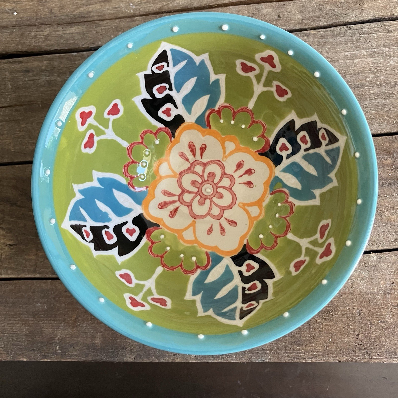 2 Yokohama Studio Japan 6″ Rice Soup Noodle Bowls Hand Painted & Embossed Dots