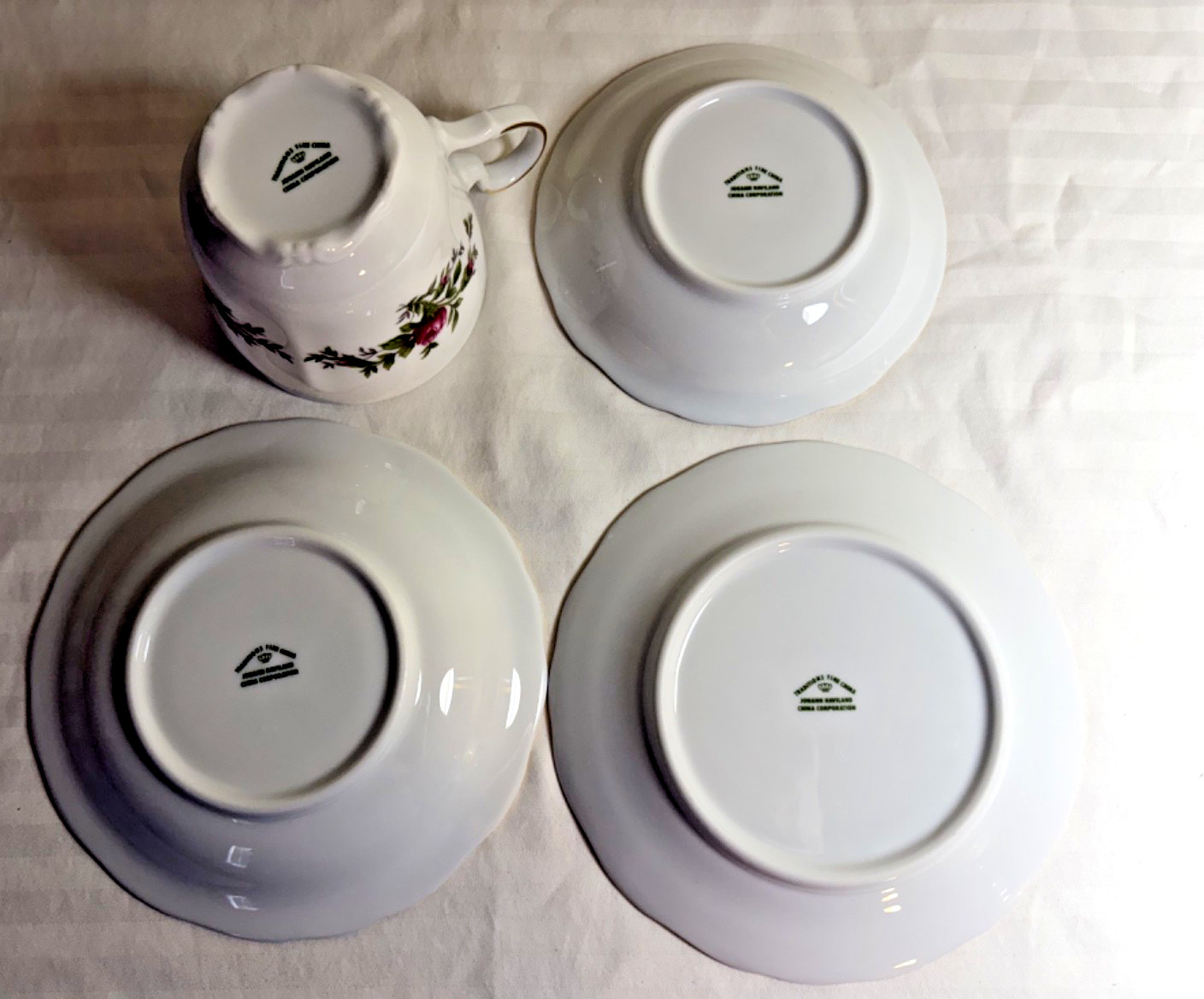 Johann Haviland Moss Rose fine china teacup and saucer 4 piece set