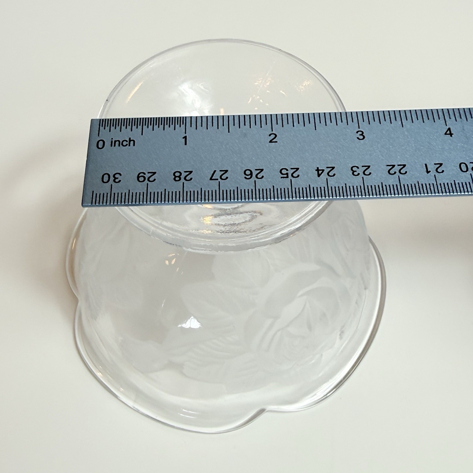 Vintage Clear Frosted Glass Rose Footed Pedestal Bowl Coquette Cottagecore