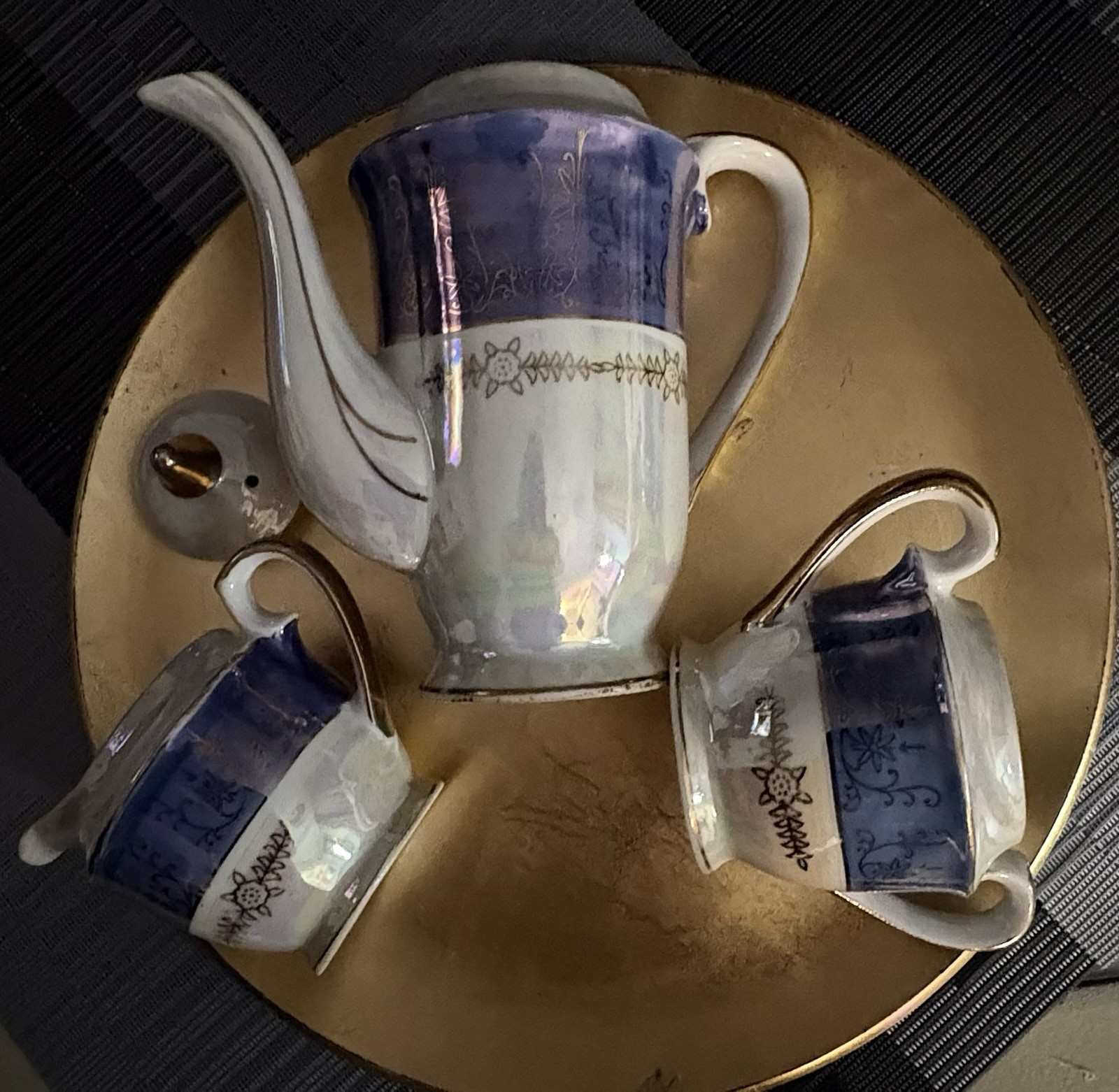 Bavaria Porcelain Tea Set 3 Piece Mother Of Pearl Finish Sell As Is See Picture