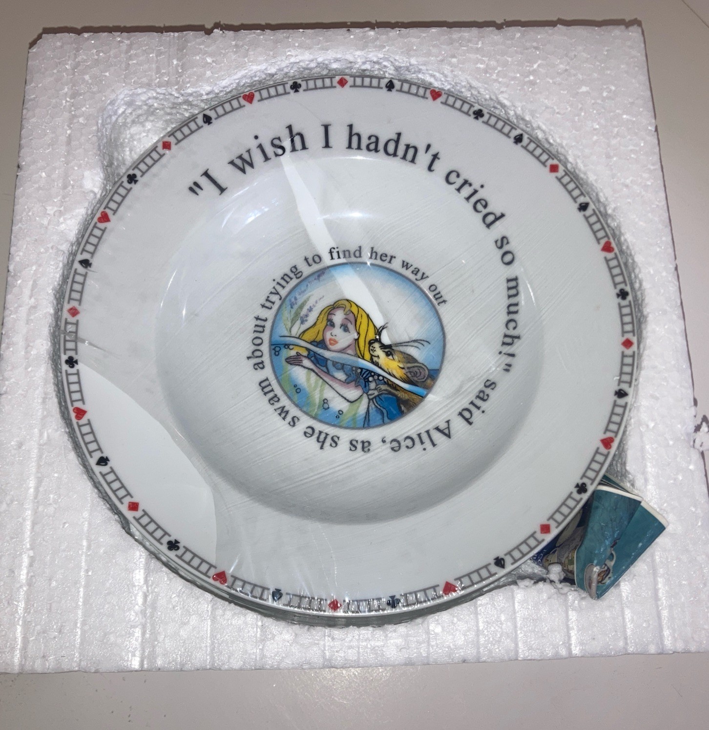 (4) NEW 2010 PAUL CARDEW “ALICE IN WONDERLAND’S CAFE 8 1/2” DINNER/SOUP BOWLS
