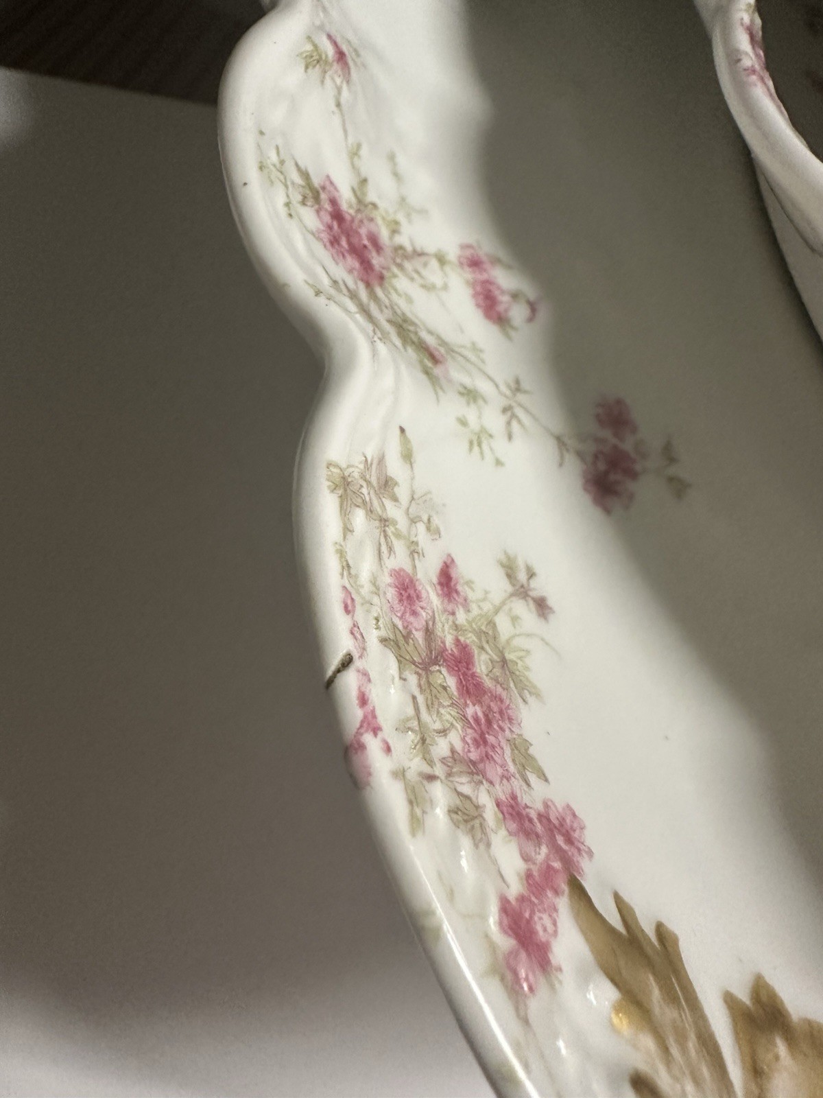 4 Charles Field Haviland Limoges Embossed Serving Platters W/Pink Floral Sprays