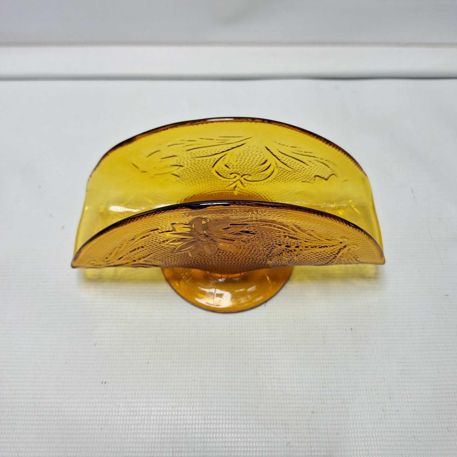 Vintage Indiana Tiara Pressed Sandwich Glass Amber Napkin Holder Letter Holder